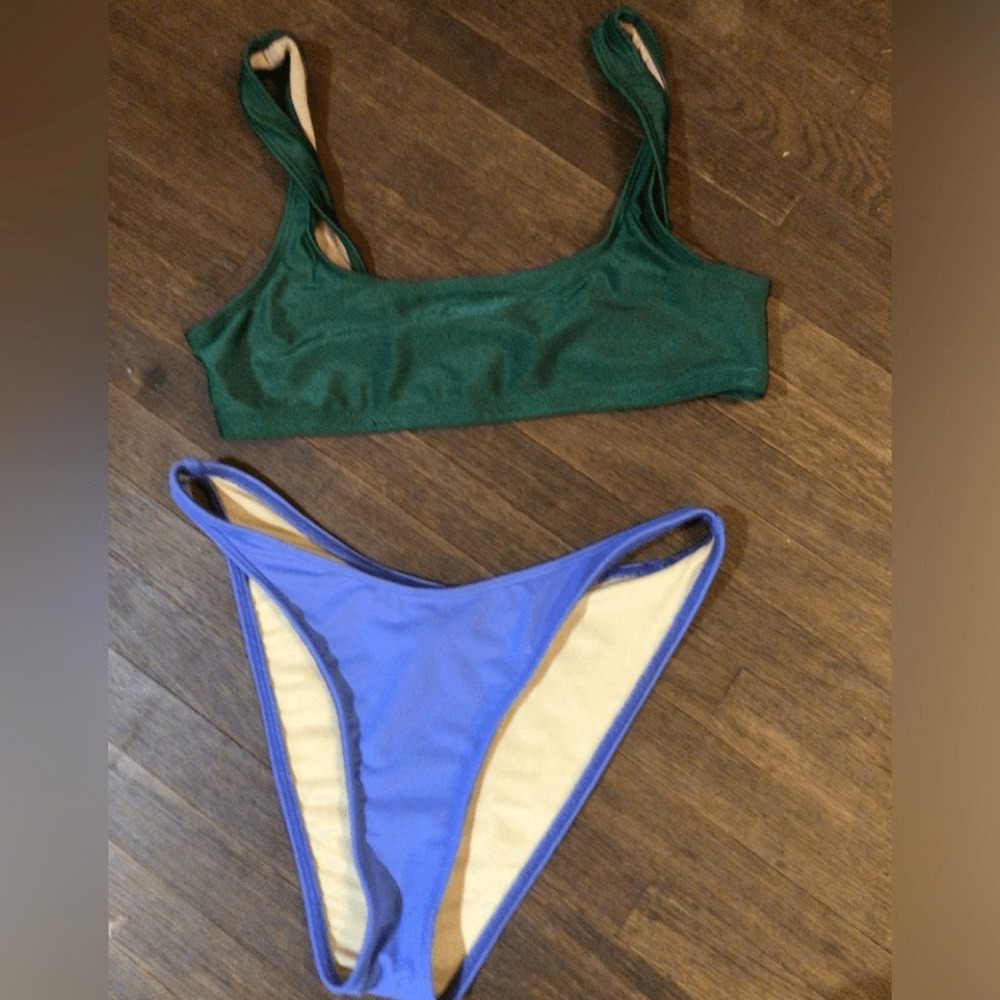 NEW! Mismatched Los Angeles Apparel Green and Blue Bikini